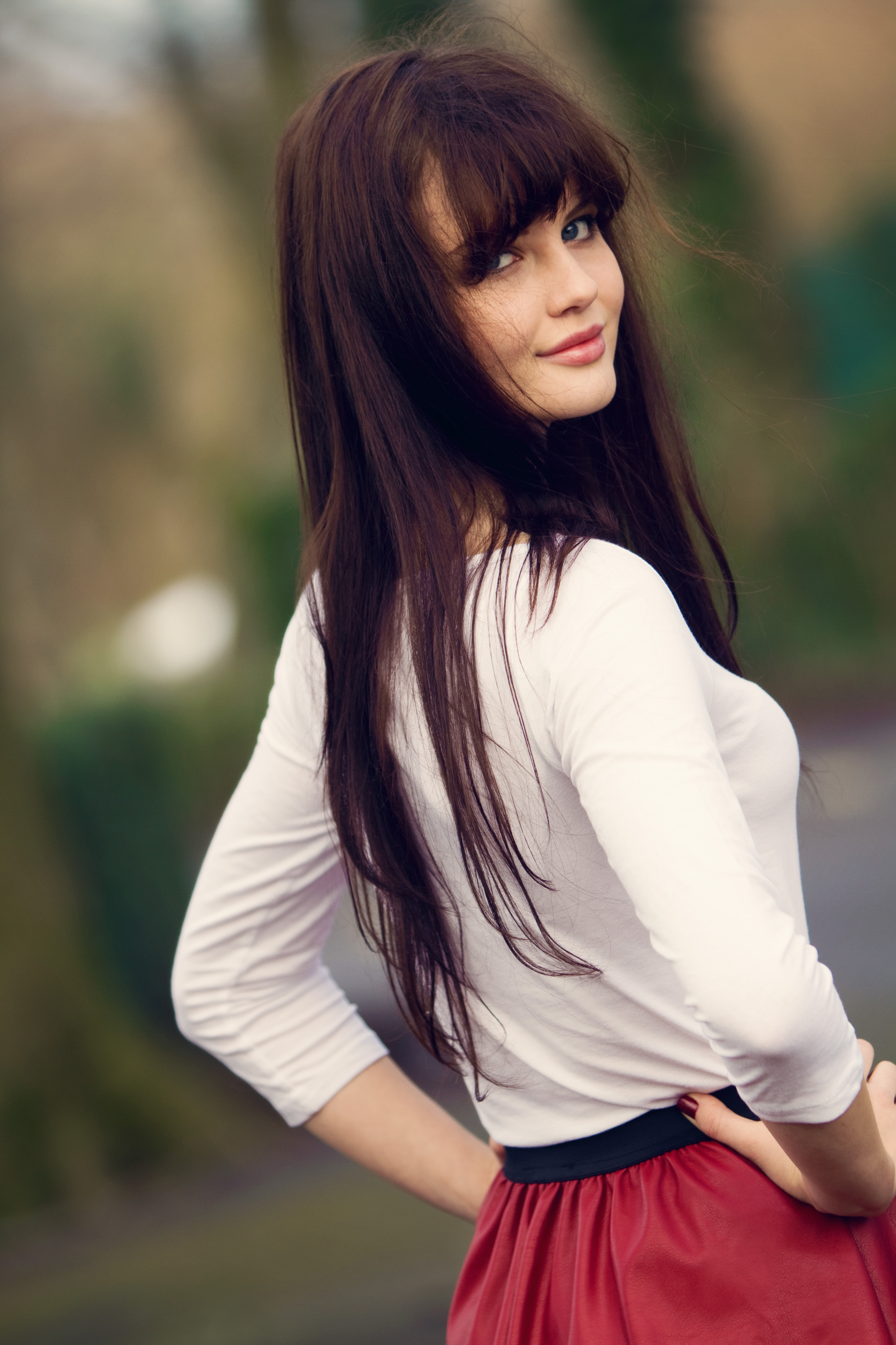 Brunette With Bangs