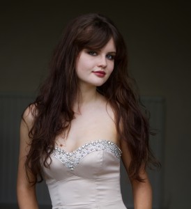 UK teen fashion blogger wearing strapless Lipsy prom dress
