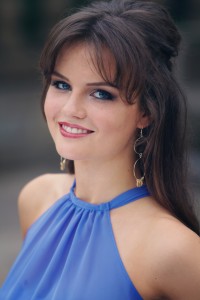 UK teen fashion blogger wearing high neck prom dress by Alfred Angelo