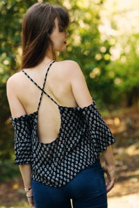 Black print strappy backless top from Forever 21