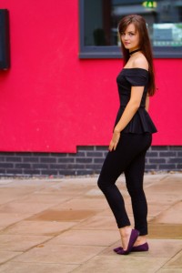 All black outfit with black peplum top