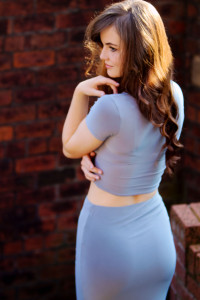 Back view of grey bodycon outfit