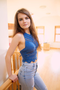 Blue crochet halter top