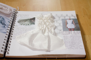 AS textiles smocking sample in scrapbook inspired by Azzedine Alaia