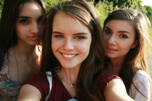 Smiling teen friends