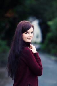 Teen girl looking back over shoulder
