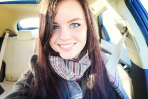 Teen selfie taken inside Honda Civic