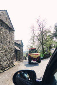 Tractor on country road