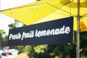 Fresh fruit lemonade sign in Budapest