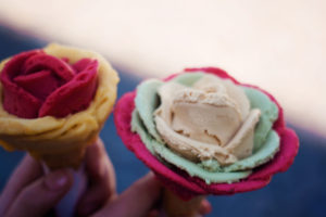 Beautiful ice-cream creations at Gelarto Rosa in Budapest, Hungary