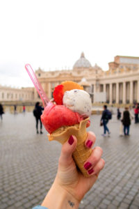 Pink and white gelato at Vatican City Rome Italy