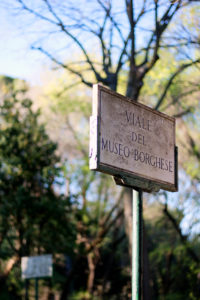 Gardens at Villa Borghese Rome Italy Signpost