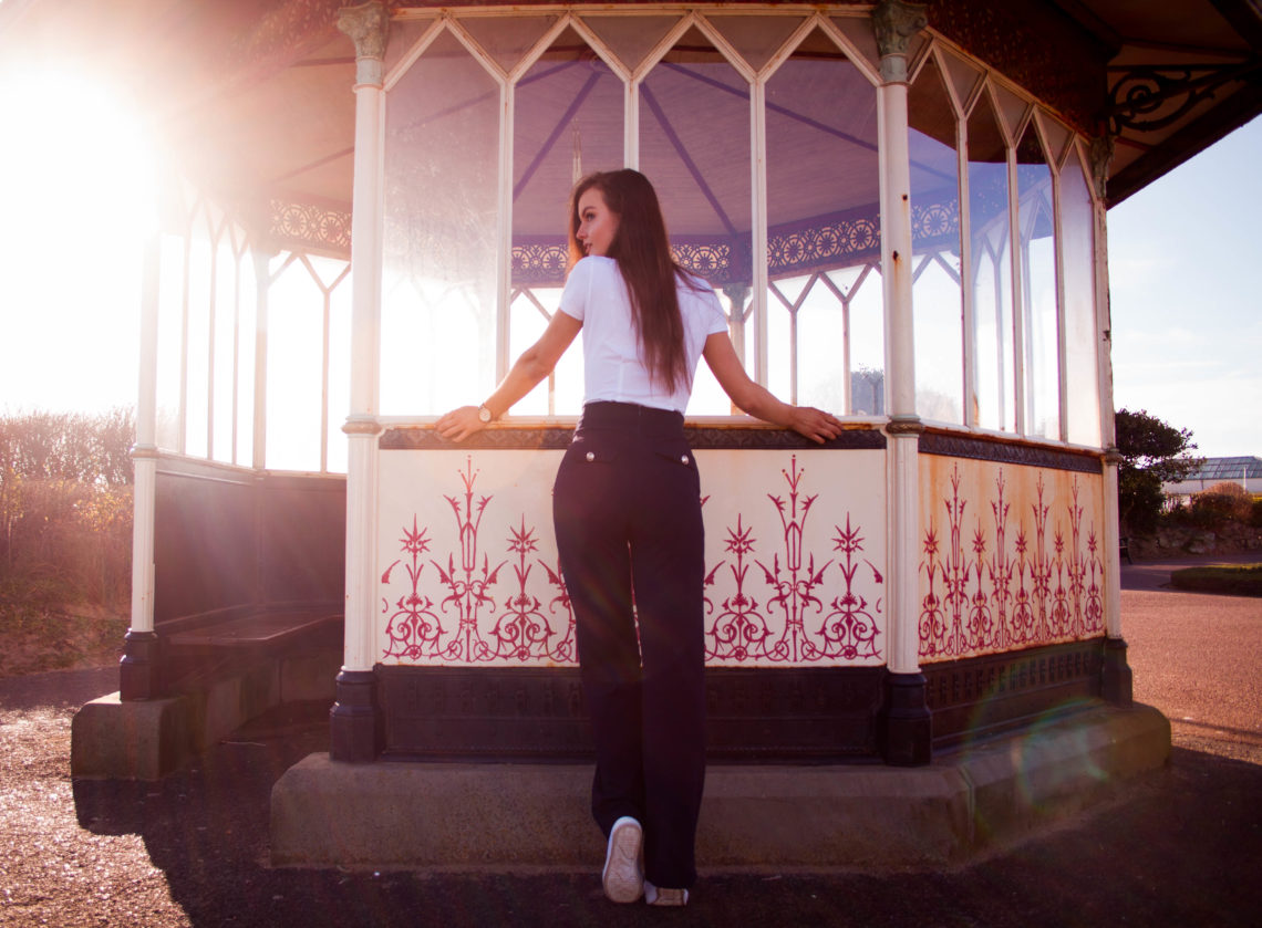 Woman stood in front of bandstand Lytham St Annes